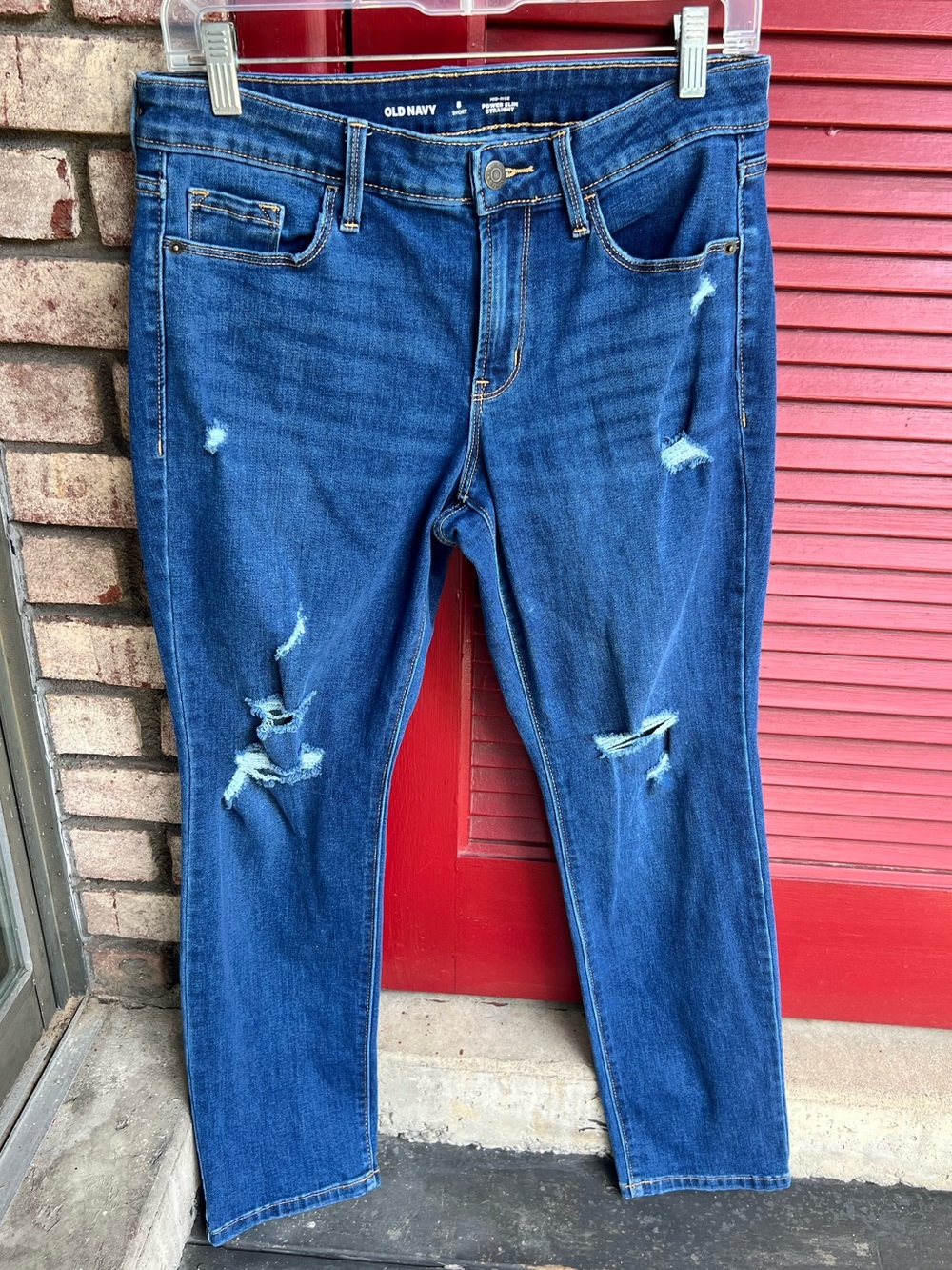 Old Navy Mid Rise Power Slim Straight Jeans Size 8 Short